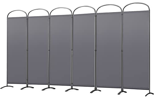 Angel Living Paravent Stellwand Sichtschutz Faltbarer Raumteiler Trennwand Sichtschut für Draußen Garten Schlafzimmer Wohnzimmer Büro Innen Außenbereich (Grau, 6 Teilig)