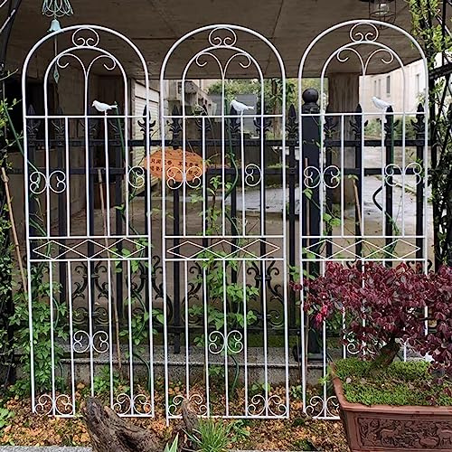 DHGVCED 1 Stück Garten Rankgitter, 180/200/220 cm Hoch, Dekoration, Gewölbter Zaun, Spalier Für Kletterpflanzen, Für Terrasse, Rasen, Hof, Hinterhof, Wandhalterungen(Color:White,Size:220cm/86.6in)