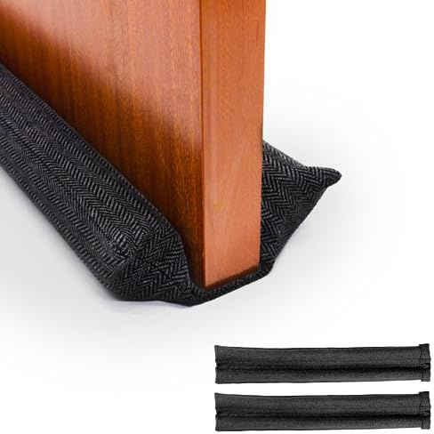 Pack 2 Bas en Tissu Isolant pour Portes et Fenêtres - Double Boudin en Tissu Réutilisable et Lavable, Isolation Acoustique, Froid, Vent, Lumière, Poussière, Pollen, Insectes. Réglable 80-90cm.