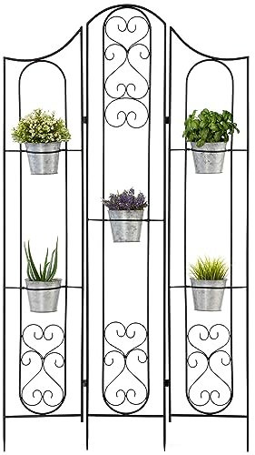 Outsunny Scaffale Porta Piante Pieghevole, Porta Piante da Interno con 5 Vasi, Portavasi da Esterno Salvaspazio in Metallo per Fiori e Piante, Nero