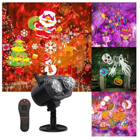 KOZWAY Luci del proiettore Natalizie di Halloween, Il proiettore di Natale Halloween Illumina Il proiettore Impermeabile for Esterni 3D Wave 16 Modelli for Le Vacanze di Halloween al Coperto