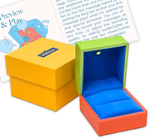 VOICEGIFT Caja para anillos - Caja de grabación de audio con reproducción para compromiso, boda y ocasiones especiales (salmón/lima)