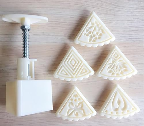 Luminexia Mooncake Mold Cookie Stamps,Triangular Mooncake Press Molds Hand-Pressure Cake DIY Mould Baking Accessories Making Traditional Festival Mooncakes Fondant Dessert Cupcake,50g