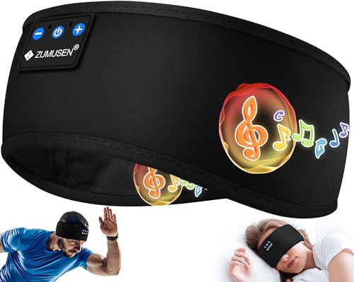ZUMUSEN Bandeau Ecouteurs pour Dormir,Bandeau Bluetooth Casque Sommeil Ecouteurs Bluetooth sans Fil avec Ultra-Fins HD Stéréo Ecouteur Running pour Entraînement Sportif, Jogging,Yoga,Voyage
