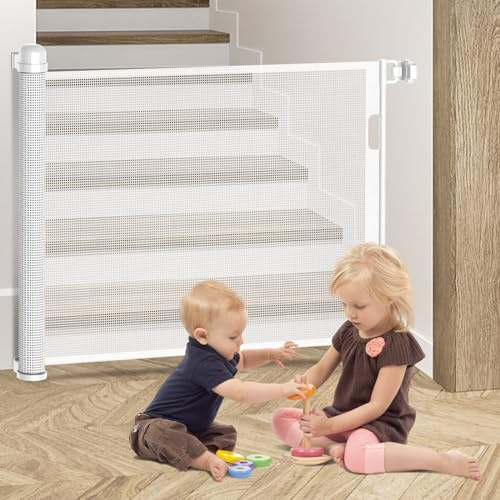 Kidsbuddy Rejilla protectora para escaleras extensible, 0-150 cm, manejable con una sola mano, barrera de barrera para bebés y perros, mascotas para escaleras, puertas, interiores y exteriores, color