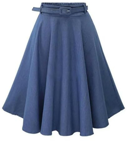 HHNNL Gonna di Jeans Women's Vintage High Welf Welf A-Line Gonne Midi Svasata con Cinture Pieghettate di Gonna in Denim