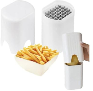 Przydasie Pommesschneider Pommes-Frites-Schneider Chipsschneider Kartoffelhäcksler Platzsparender Schneider für Pommes, Chips und Kartoffel, Frittenschneider für Süßkartoffel, Gemüseschneider, Weiß