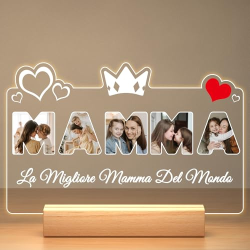 Jkolalin Lampada Personalizzata con Foto, Regalo Mamma Compleanno | Cornice con Foto Personalizzata, Regalo Festa Della Mamma Idee Regalo, Regali Personalizzati per Mamma