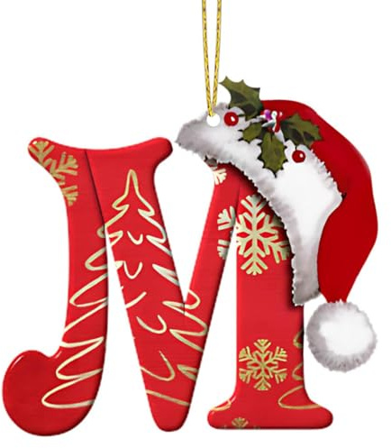 26 Letter Christmas Decorations,Personalized DIY Letter Pendant for Christmas Tree,Xmas Alphabet Hanging Ornaments for Party Gifts (M)