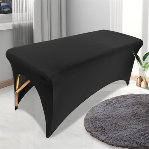Highdi Bezug für Massageliege, Waschbare Beauty Bettbezug Elastisches Massagetische Bezug Weiches Atmungsaktiv Massagebett für Spa, Schönheits- und Gesichtssalon (6.2FT/190 * 85 * 75CM,Schwarz)