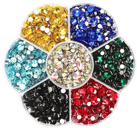 JAONLD 2500 Pcs 7 Farben Hotfix Strasssteine Sizes 1,5-4,8 mm Glitzersteine | Geschenk für Textilien Kristall zum Basteln für Textilien Kristallsteine zum Kleben für Kleidung Schuhe DIY Handwerk