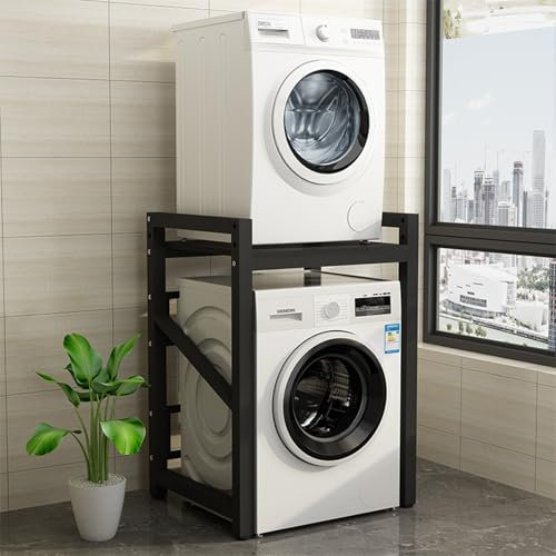 JGJSQYY Drum Washing Machine Storage Rack, Dryer Stand Height adjustable Portable Stacking Kit, Floor Standing Washer-Dryer Rack With Shelves for Front Loader Washing Machines & Tumble Dryers