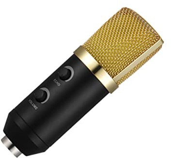 Professionelles Gold Kondensatormikrofon für Tonaufnahmen und Rundfunk | Stativ, Hall und Echofunktion, Kunststoff Metall, 3, 5-mm Ausgang, 30hz-120khz