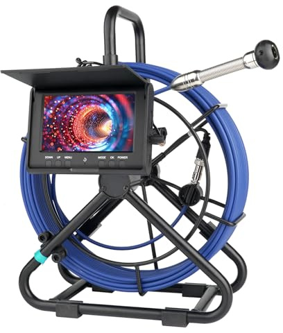 KAOLALI Telecamera di Ispezione 30m con DVR, Telecamera per Ispezione Tubi Fognature con Luce a 6pcs LED, 4,3 1000TVL Industriale Drenare Endoscopio con 5000mAh, Scheda da 32GB inclusa