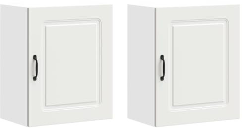 QJBSAVVA Vetrinetta Soggiorno Mobile Cucina Armadietto da Esterno Mobiletto Bagno Salvaspazio - Pensili da Cucina 2 pz Kalmar Bianco in Legno Multistrato per Cucina Esterno Ufficio Soggiorno