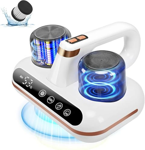 Aspiratore Battimaterasso,Aspirapolvere cordless con sensore acari e display, aspirapolvere con luce UV, rimuove il 99,9% degli allergeni, per divani,Numero di brevetto: 01507548
