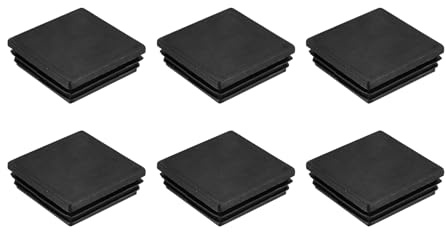 QUARKZMAN 6 Stück Lamellenstopfen für Vierkantrohre, 60x60mm klein Schwarz Quadratisch Stuhlbeinkappen, PE-Lamellenstopfen Rohrstopfen passen für 54-58mm Vierkantrohr Stühle Regale | Laminierte Endkappen aus PE-Rohr für Stuhlbeine von Möbeln, Rohren, in quadratischer Form, Schwarz