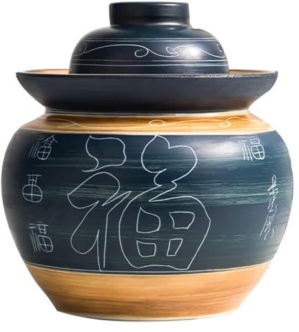 Fermentation Jars，Fermentation Crock Jar,Sauerkraut Crock,Pickle Jar Traditional Chinese Ceramic Fermentation Crock Jar Pickling Jar With Water Seal Airlock Lid(8 * 24 * 21cm)