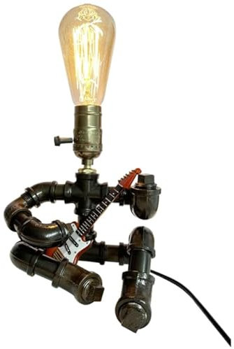 RFSHOPQP Lampada da Comodino Robot retrò Lampada da Tavolo da Tavolo Industriale Lampada in Metallo Lampada da scrivania a Vapore retrò Lampada a Tubo d'Acqua Industriale