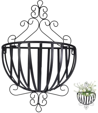 Toyvian Support Mural Étagère Semicirculaire en Fer Noir de Style Européen Facile à Nettoyer pour Pots de Fleurs pour Balcon ou Rebord de Fenêtre