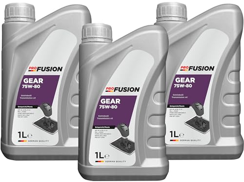 ProFusion Aceite de Transmisión 75W80 GL-4 GL-5 – Lubricante Sintético para Caja de Cambios Manual y Diferenciales – Pack de 3 x 1L = 3L
