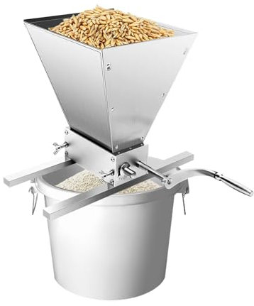 Moulin à céréales manuel en acier inoxydable 4 l Moulin à malt Presse-avoine Distance réglable Moulin à farine pour moudre l'orge, le blé et les céréales