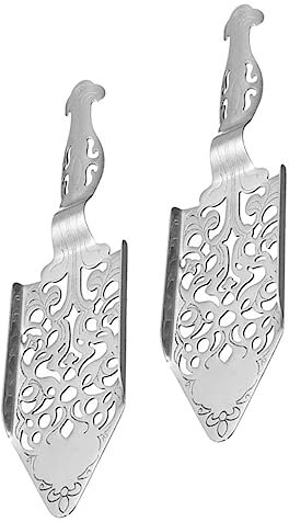 TOPPERFUN 2pcs Stainless Steel Absinthe Spoon Delicate Dripper for Cube Sugar Bar Accessory Vintage Style