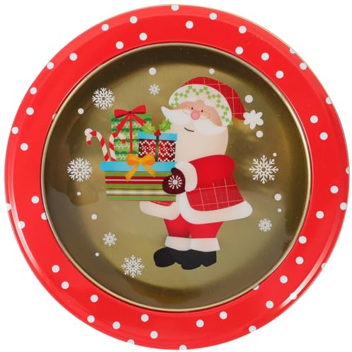 Healifty Weihnachts-Keksdose Aus Weißblech Leere Süßigkeiten-Keks-Leckerli-Box Mehrfarbige Runde Box Für Weihnachtsparty-