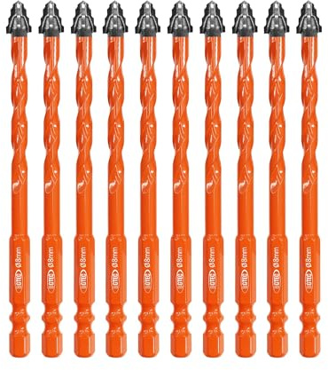 BGTEC Juego de Brocas de Carburo de Tungsteno - 10 Piezas 8mm Brocas Porcelanico para Madera, Plástico, Ladrillo, Cerámica, Vidrio, Hormigón y Mármol