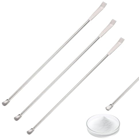 Espátulas de laboratorio Acero Inoxidable, 3 Piezas Cuchara de Laboratorio, Cuchara de muestreo de laboratorio reutilizable, Micro Cuchara, para Relleno de Cápsulas(15cm, 18cm, 20cm)