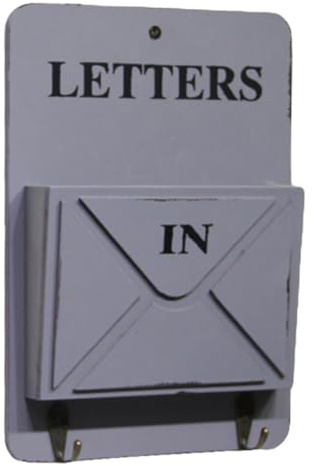 UKCOCO Porta Chiavi Da Parete in Legno Vintage Stile Cassetta Postale Con Mensola Decorativa e Ganci Per Casa Organizer Per Lettere e Accessori Colore Grigio Retrò