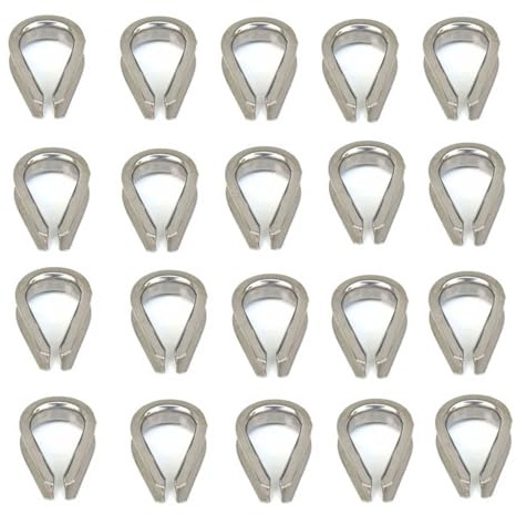 20 dedales de cuerda de alambre de acero inoxidable para aparejos de cable de 3 mm