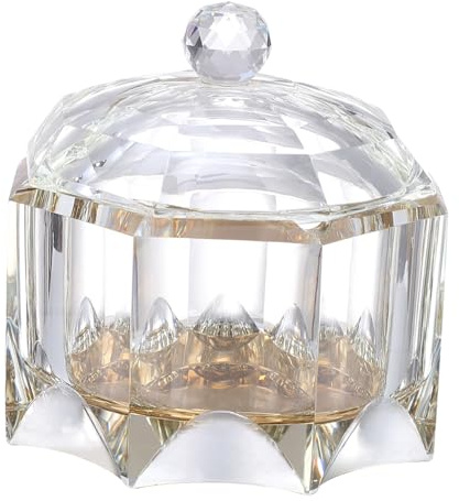 STOBAZA Cendrier Cristal Octogonal avec Couvercle Creative pour Bureau et Maison Rangement Cendres Transparent Verre Conteneur Cendrier Pratique et Décoratif