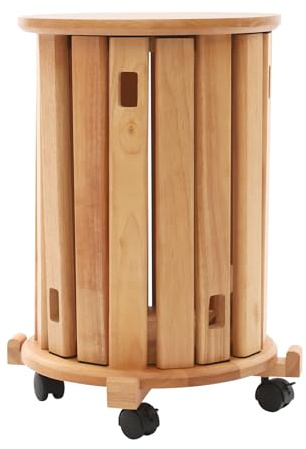 KANBCNG Stapelhocker Set 4-in-1 Esszimmerstuhl Stapelbarer Hocker im 4er-Set 4-in-1 Hocker aus Holz mit Rollen Holzstuhl Belastbarkeit 100kg Esshocker Beistelltisch (Kirsche Holzfarbe)