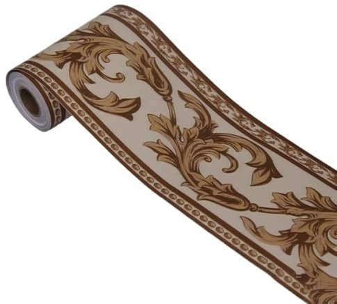 Generisch Bordüre selbstklebend 10 Meter selbstklebender Wandbordüren-Dekor-Aufkleber, wasserdicht, Blumen, Vintage-PVC-Tapete, Heimdekoration, Fliesen, Taillenlinien-Aufkleber(208)