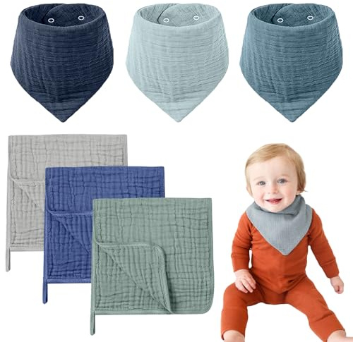 Touosy 6 Stück Sabberlätzchen Baby Verstellbare Halstücher Baby Weiche