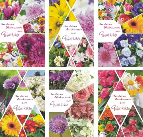 ILODA 100 Glückwunschkarten zum Geburtstag Blumen 51-0275 Geburtstagskarte Grußkarten