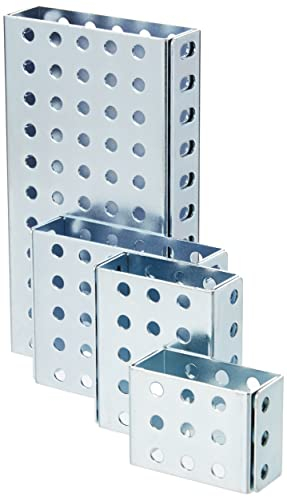 eitech 00107 Metallbaukasten - Ergänzungs-Set Platten abgewinkelt, 8 Stck. 3x3 bis 11x5 Loch, Modellbau für Kinder und Erwachsene, Konstruktionsspielzeug