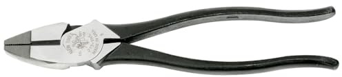 Klein Tools 213-9NE High Leverage Side-Cutting Pliers, Made in USA, Side-Cutters with Knurled Jaws, Handle Tempering and Induction Hardened Knives