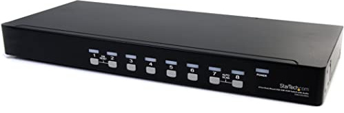 StarTech.com 8 Port Rackmount USB VGA KVM Switch, 8-fach VGA Umschalter mit Audio und OSD (On-Screen-Display) | Rackmontage KVM Umschalter, Schnelltasten- und Drucktastenumschaltung, OSD-Sicherheit mit Passwortschutz, Breitbild