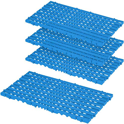4x Bodenrost aus Kunststoff (PE-HD), LxBxH 800x400x25 mm (blau)