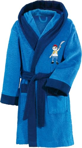 Erwin Müller Kinder-Bademantel mit Kapuze Frottier - hochwertiger Stickmotiv Pirat, mit Taschen und Bindegürtel (weitere Größen) Walk-Frottier