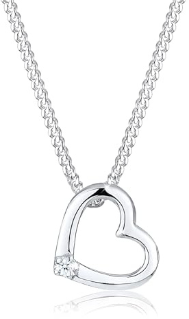 Elli DIAMONDS Halskette Damen Herz Liebe Zart Diamant (0.015 ct.) in 925 Sterling Silber