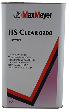 Max Meyer 0200 Maxiclear HS lacca 2 K Clear Coat auto lacca 5 litro 2 K alta a flusso trasparente che mostra eccellente capacità, rapida asciugatura e lucidatura, lucido e durata