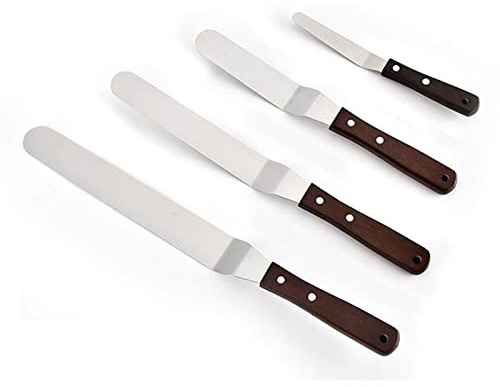 BrilliantDay Set Spatola Cucina, 4 Pezzi Spatole per Pasticceria in Acciaio Inox Spalma Crema con Manico Antiscivolo,Set Spatole Cuoco Dolci Spatola Cucina per Dolci Spatole Decorazione Torte