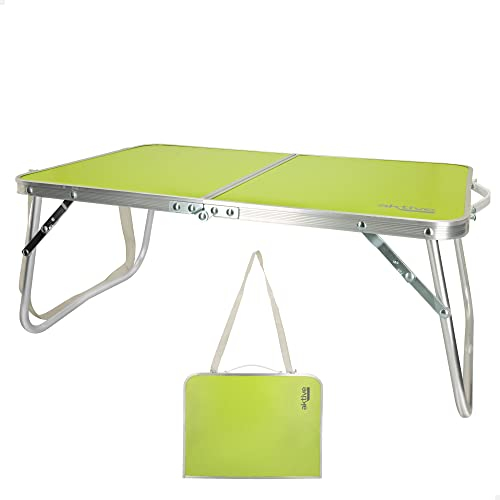 AKTIVE 52811 Table de Camping et de Plage Pliable avec Structure en métal, Plateau en Bois et Fermeture de sécurité Vert 60 x 40 x 26 cm
