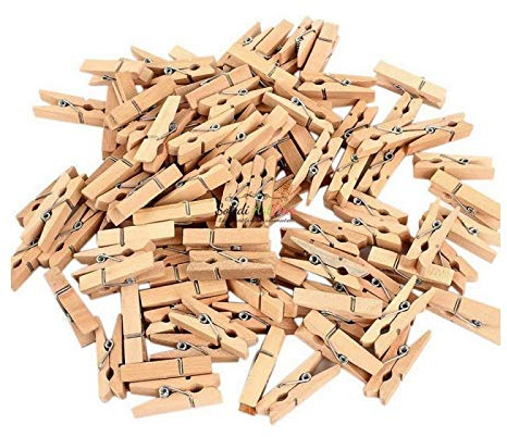 Artif Lot de 100 minis Pinces à Linge en Bois Brut, Long. 4,5 cm, à customiser
