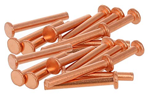 MroMax Pernos de cabeza plana de cobre de 4 mm de largo y 30 mm de diámetro, remaches de fijación de remaches de cobre de tono de 50 unidades