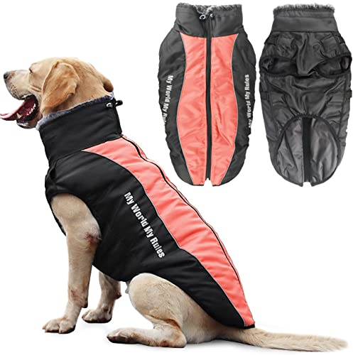 Idepet Hund Mantel Warme Jacke, Reflektierender Haustier-Schneeanzug Sport im Freien wasserdichte Hundekleidung Outfit-Weste für mittelgroße Hunde mit Gurtloch