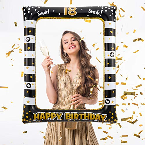 Gitua 18. Aufblasbarer Bilderrahmen, Geburtstagsfeier Photo Booth Requisiten Aufblasbarer Fotorahmen Selfie Rahme für Jungen und mädchen 18th Geburtstag Party Deko